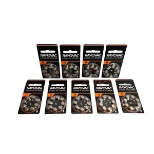 9 packs of 8 total 72 Rayovac‎ loud n' clear size 13 hearing aid batteries